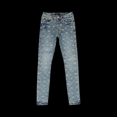 PURPLE BRAND Monogram Jacquard Skinny Jeans 'Mid Indigo'
