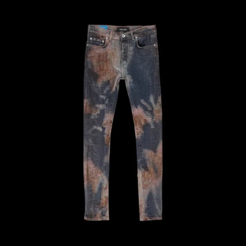PURPLE BRAND Multicolor Spray Over Bleached Skinny Jeans 'Indigo'