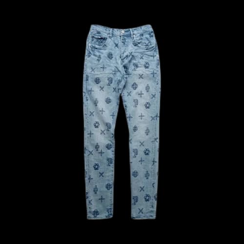 PURPLE BRAND Outlined Monogram Skinny Jeans 'Indigo'
