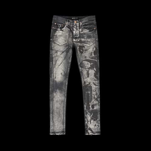 PURPLE BRAND Washed Iridescent Pearl Skinny Jeans 'Black'