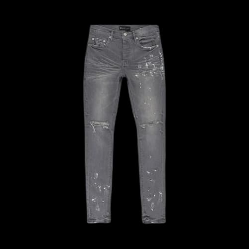 PURPLE BRAND Worn Knee Slit Skinny Jeans 'Grey'