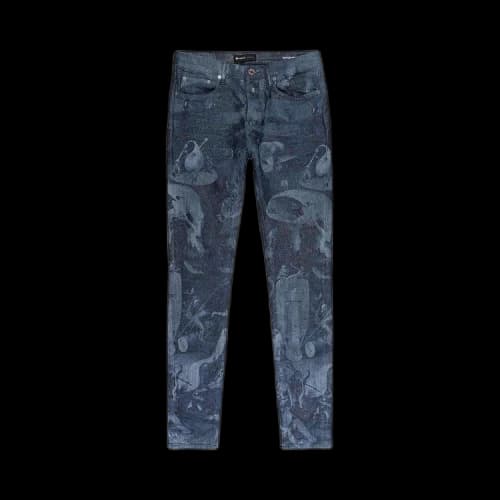 PURPLE BRAND Washed Prism Laser Print Skinny Jeans 'Indigo'