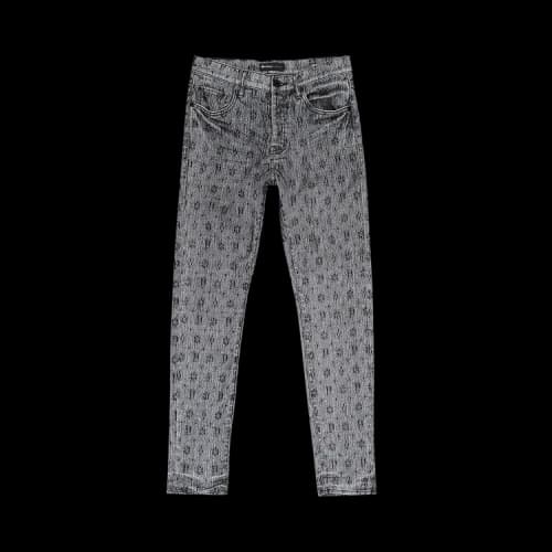 PURPLE BRAND Monogram Flocked Skinny Jeans 'Black'