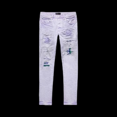 PURPLE BRAND Patch Repair Low Rise Jeans 'White'