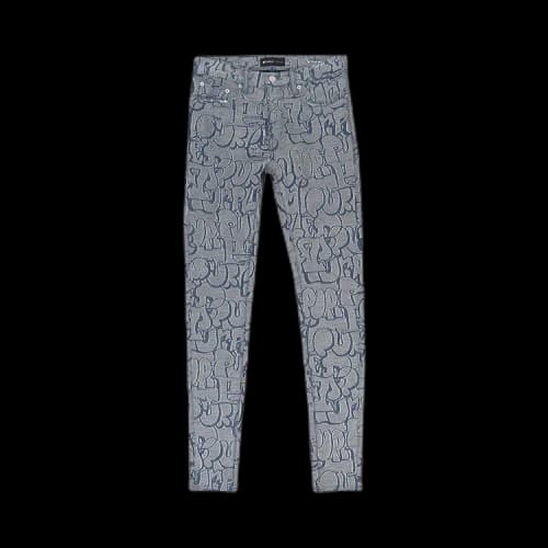 PURPLE BRAND Terry Graffiti Tag Laser Skinny Jeans 'White'
