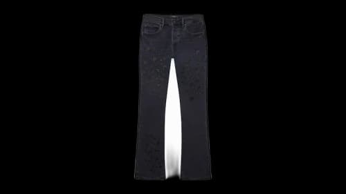 Purple Brand P004-BEMF126 Beaded Monogram Flare Jeans Black