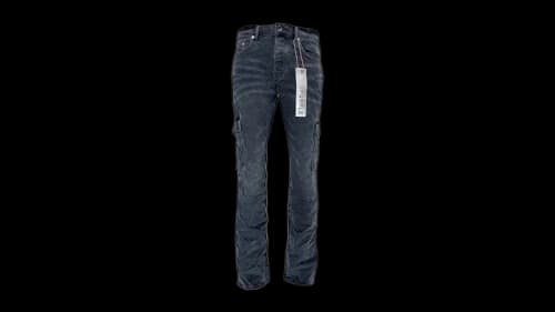 Purple Brand Black Washed Cargo Flare Jean Black