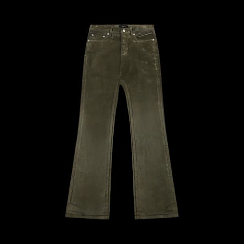 PURPLE BRAND Flock Dipped Flared Denim 'Green'