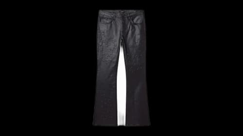 Purple Brand P004-Fmbs425 Flare Mono Embossed Film Black Jeans Black