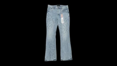 Purple Brand P004-FOBL425 Flare Mono Embossed Jeans Indigo