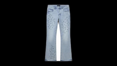 Purple Brand P004 Monogram Embossed Jean Light Indigo