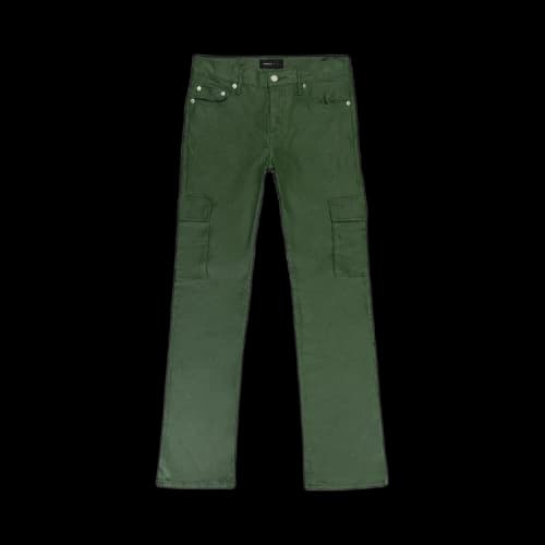 PURPLE BRAND Patent Film Cargo Flare Skinny Jeans 'Green'