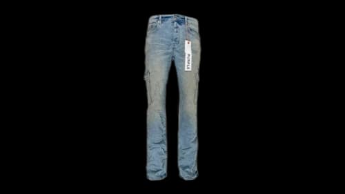 Purple Brand Worn Light Indigo Cargo Jean Light Indigo
