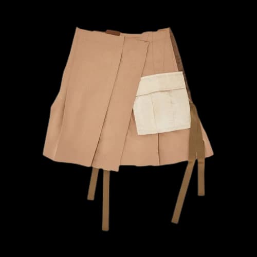 Sacai Twill Assymetric Pleated Mini Skirt 'Beige'