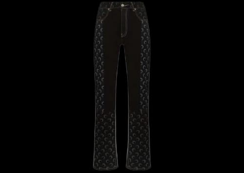 Marine Serre Regenerated Moon Straight-Leg Jeans Black