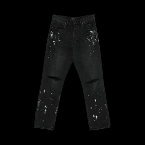PURPLE BRAND Knee Slit Paint Splatters Denim 'Black'