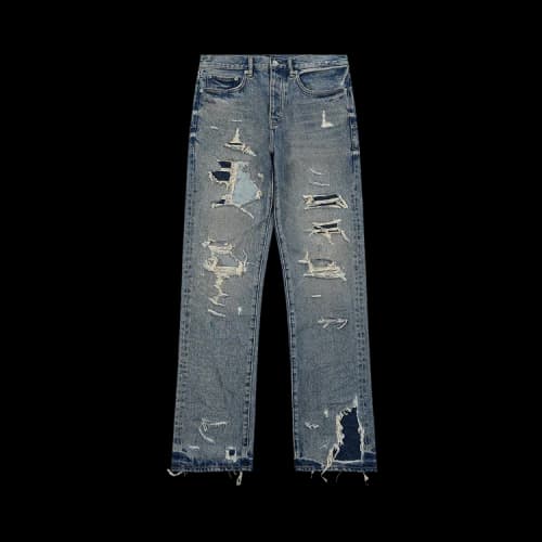 PURPLE BRAND Dirty Repair Blowout Denim 'Blue'