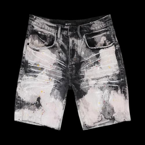PURPLE BRAND Bleached Out Splatter Shorts Skinny Jeans 'Black'