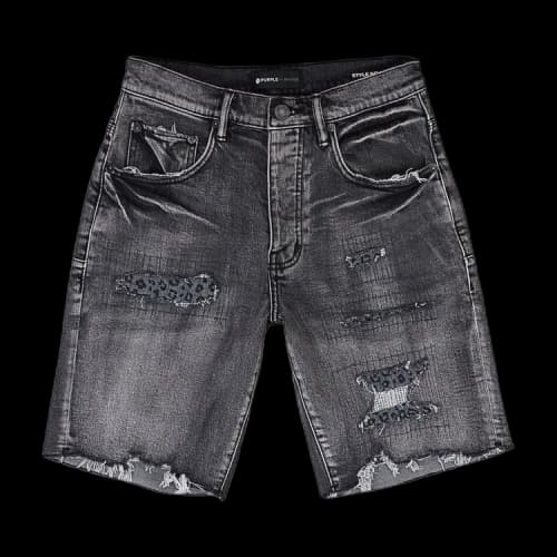 PURPLE BRAND Monogram Leopard Print Repair Shorts 'Black'