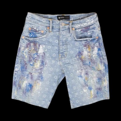 PURPLE BRAND Paint Over Jacquard Monogram Shorts 'Indigo'