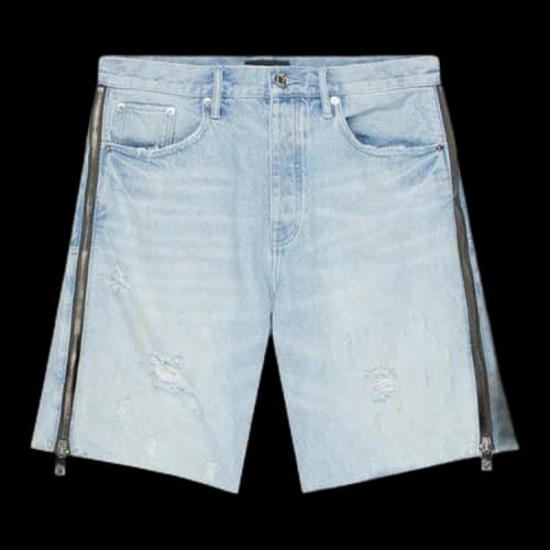 PURPLE BRAND Bleached Side Zip Shorts 'Indigo'