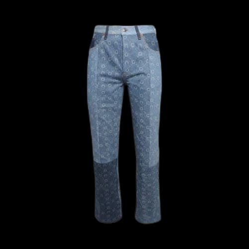 Marine Serre Regenerated Denim Moonogram Fitted Pants 'Medium Dark Blue'