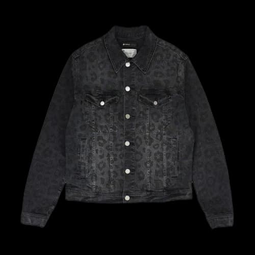PURPLE BRAND Monogram Leopard Print Trucker Denim Jackets 'Black'