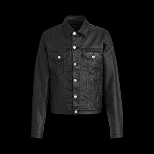 PURPLE BRAND Creased Film Trucker Jacket 'Black'