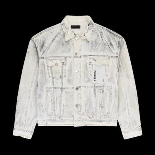 PURPLE BRAND X-Ray Iridescent Wave Foil Denim Jacket 'White'
