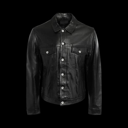 PURPLE BRAND Leather Trucker Jacket 'Black'