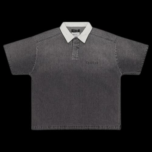 PURPLE BRAND Short-Sleeve Embossed Polo Shirt 'Black'