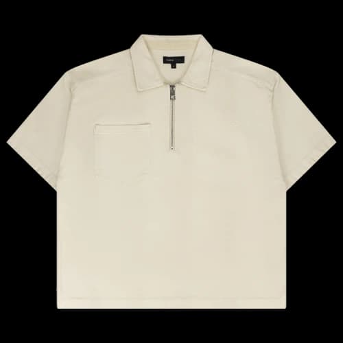 PURPLE BRAND Oversize Short-Sleeve Zip Polo 'Ivory'