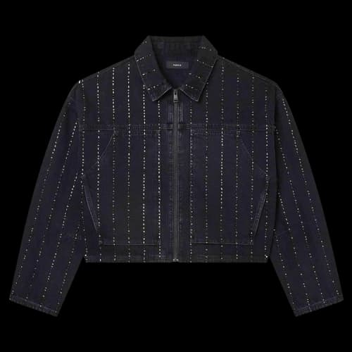 PURPLE BRAND Pinstripe Hotfix Carpenter Sweater 'Black'