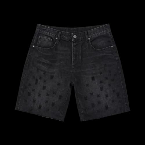 Purple Brand Denim Beaded Monogram Shorts Black