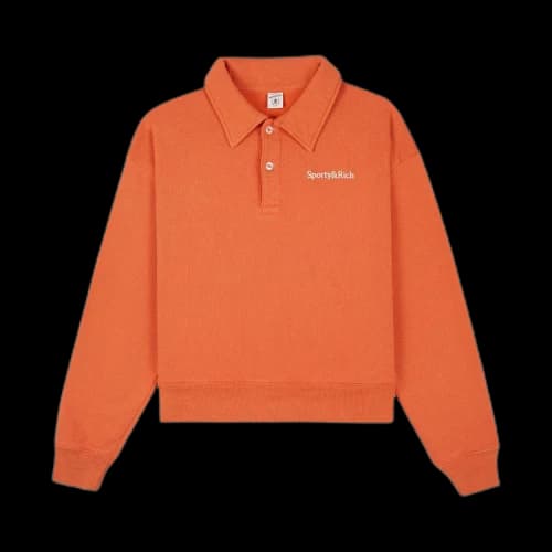 Sporty & Rich Serif Logo Embroidered Polo 'Squash'