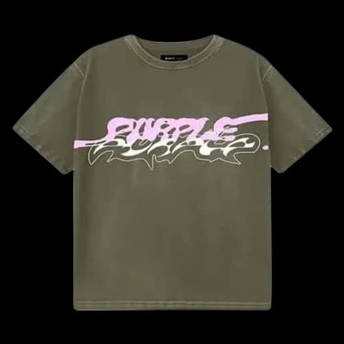 PURPLE BRAND Textured Inside Out Tee 'Green'