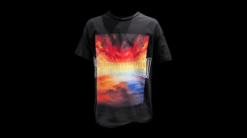 Purple Brand Graphic Textured Inside Out Tee Black