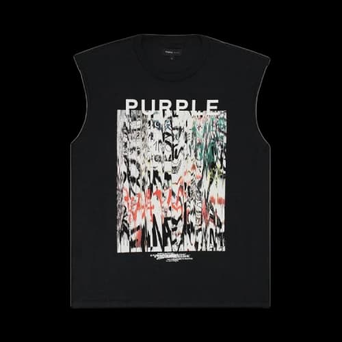 PURPLE BRAND Textured Jersey Sleeveless Tee 'Black'