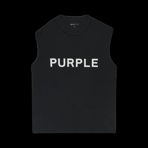 PURPLE BRAND Textured Jersey Sleeveless Tee 'Black'