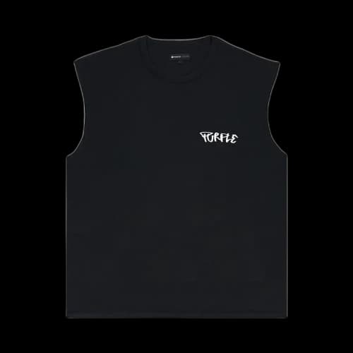PURPLE BRAND Textured Jersey Sleeveless Tee 'Black'