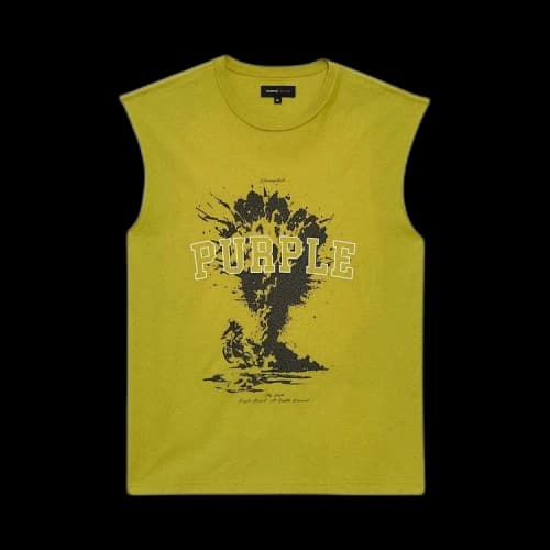 PURPLE BRAND Textured Jersey Sleeveless T-Shirt 'Green'