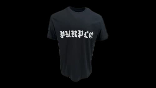 Purple Brand Spellout Textured Jersey Tee Black