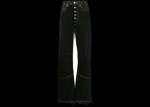 Marine Serre Panelled Wide-Leg Jeans Black
