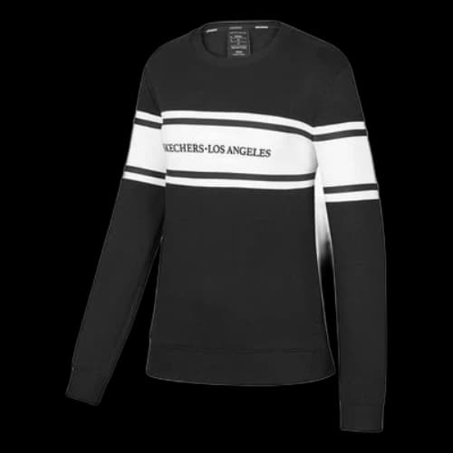 Skechers Letter Printed Long Sleeve Sweater 'Black White' (Women's)