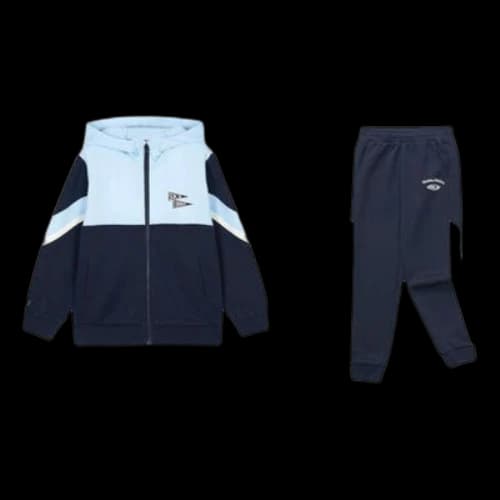 (GS) Skechers Letter Printed Hooded Casual Sports Suit 'Teal Black'