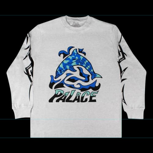 Palace Sketchy Dolphin Long-Sleeve Tee 'Grey'