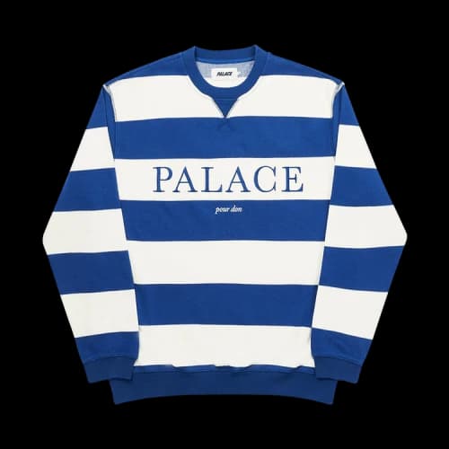 PALACE Stripe Alphabet Round Neck Long Sleeves Unisex Blue