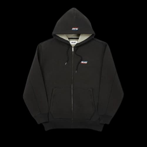 PALACE Drawstring hooded Zipper Jacket Unisex Black