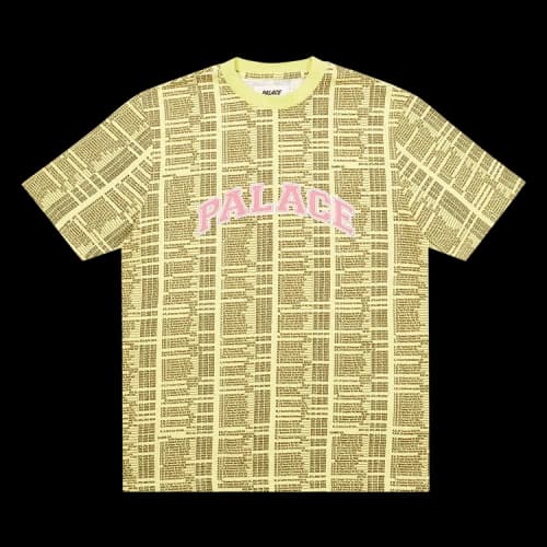 PALACE Bell Man Allover T-Shirt Alphabet Printing Short Sleeve Unisex Yellow