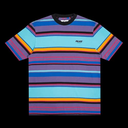 PALACE Logo Printing Stripe Colorblock Short Sleeve Unisex Blue